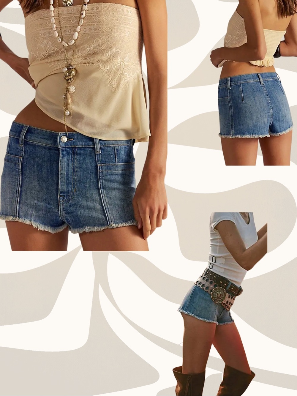 Women We the free Janney denim shorts free people micro fit patch pockets Sz 25”
